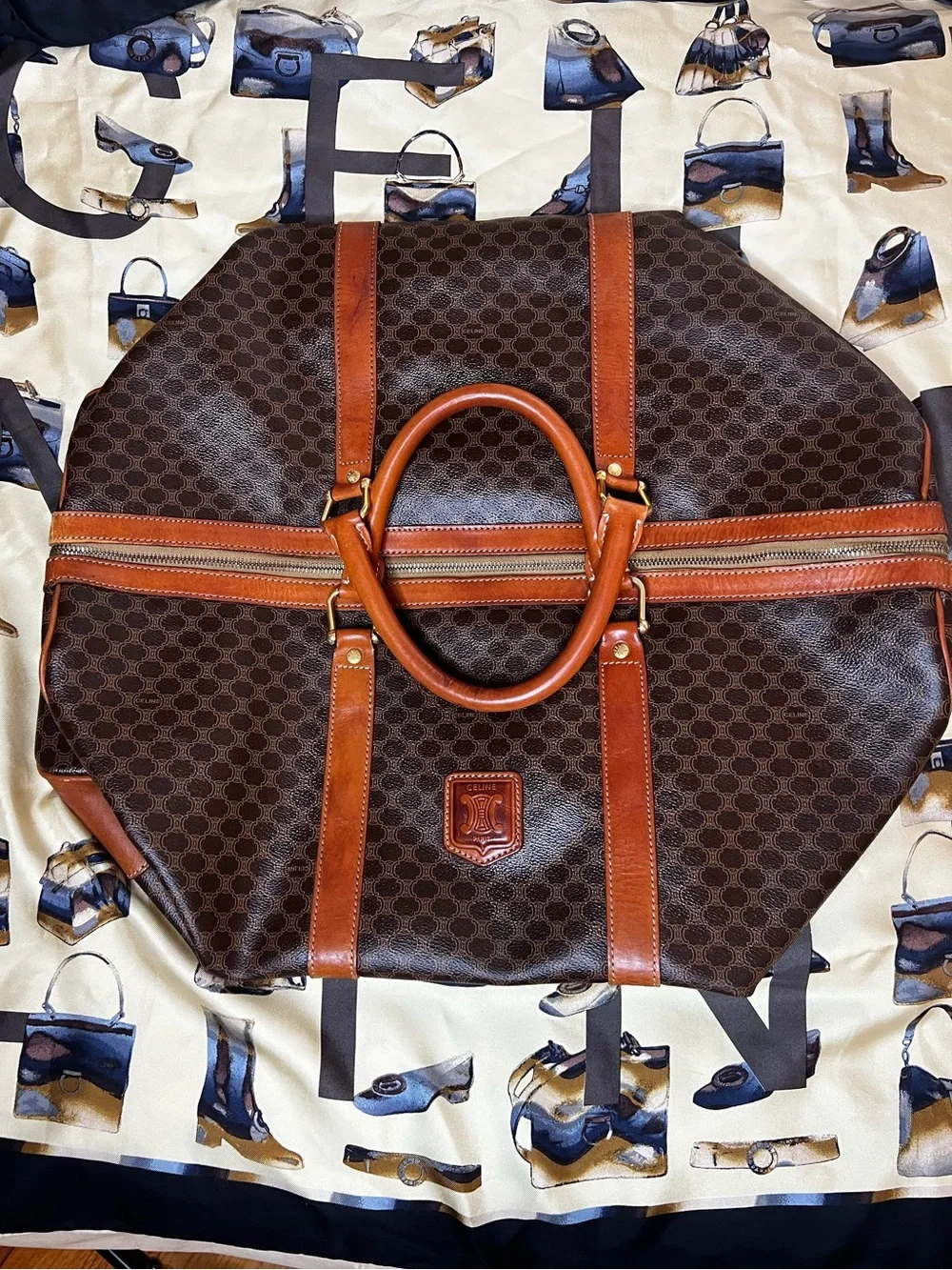 Authentic Vintage Celine Macadam Boston Travel Duffel Bag Italy COA